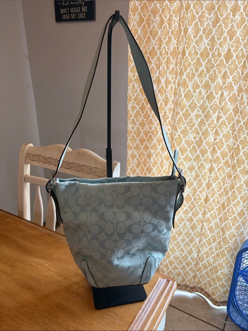Coach 2006 Light Blue Signature Canvas Shoulder Bag
